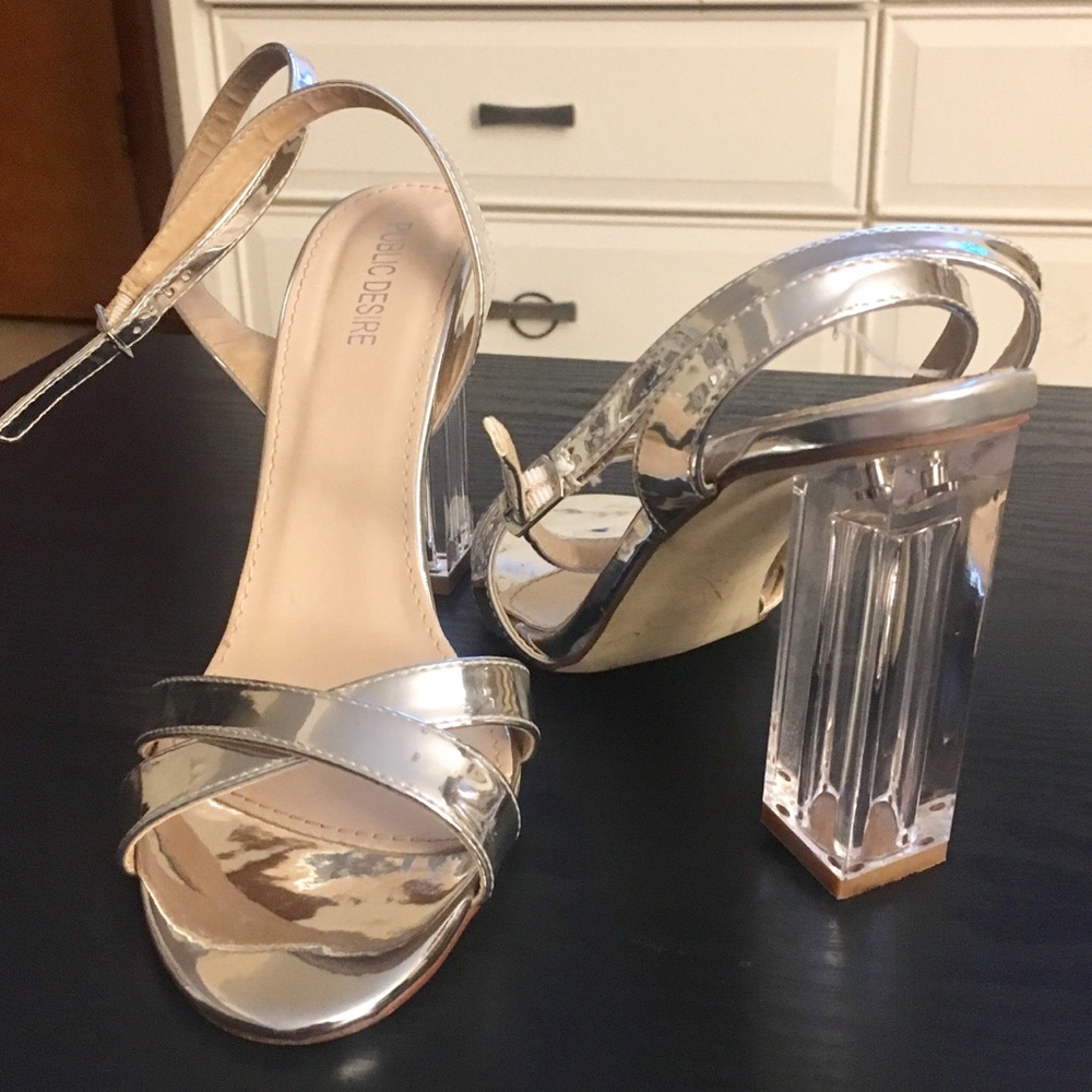 Public Desire Metallic with Clear heel